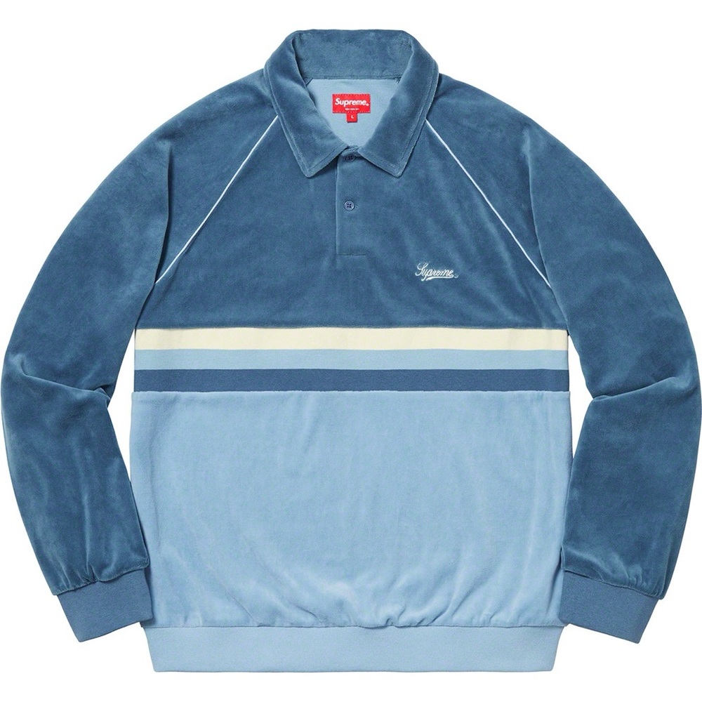 Supreme Blue and Cream Velour Polo